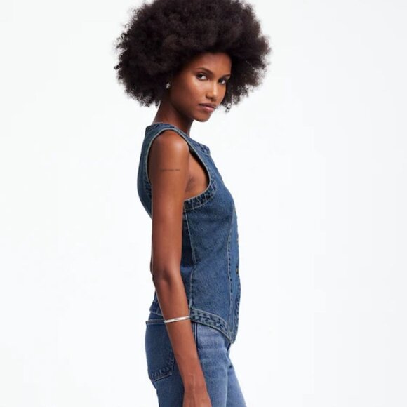 NWT Madewell Denim Crewneck Vest in Concho Wash - Size: 2 - Picture 11 of 13